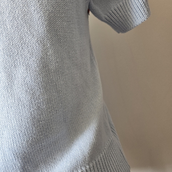 ZARA Light Blue Beaded Short Sleeve Sweater. Size Small - Picture 6 of 9